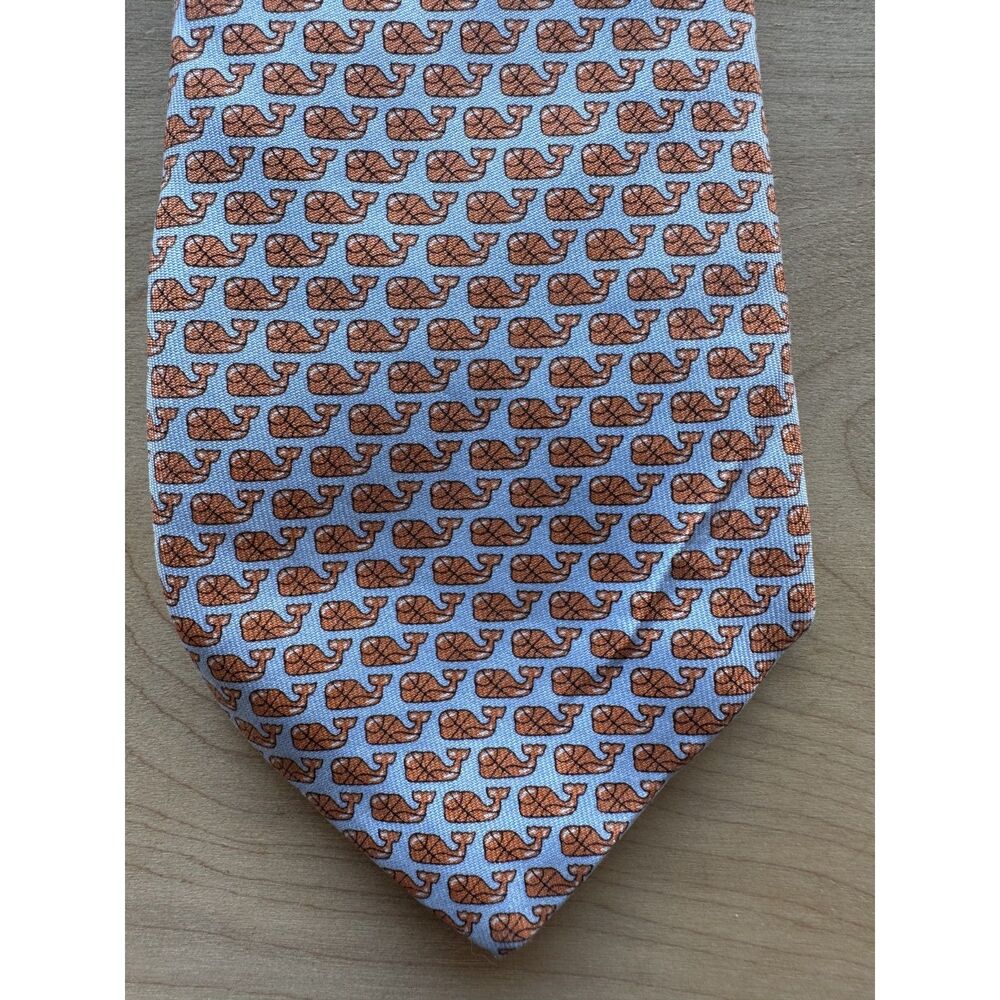 Vineyard Vines Basketball Whale Silk Tie Blue Orange Shep Ian Preppy College